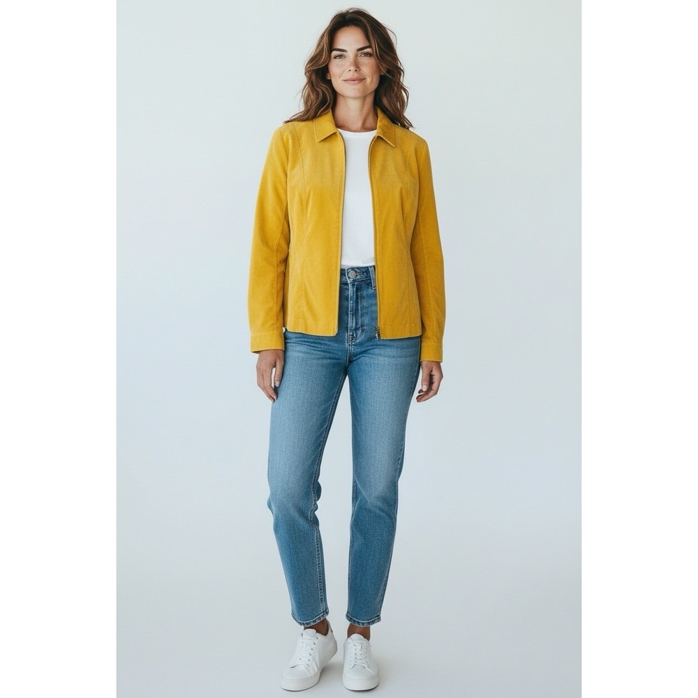 Christopher & Banks women's Mustard zip-front blazer-jacket Sz 2x